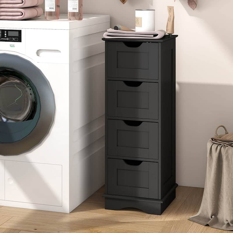Costway Bathroom Storage Cabinet with 4 Drawers Cut-out Handles - See Details