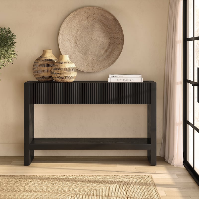 Manzanita 48" Wide Rectangular Solid Wood Fluted Console Table - 48" Wide