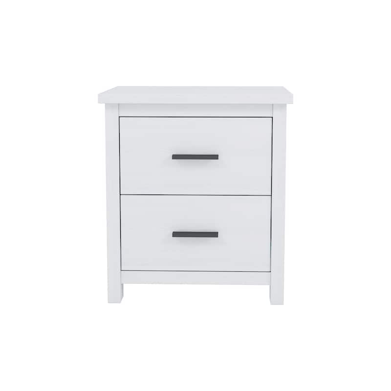 Dark Walnut Vintage Nightstand with Two Spacious Drawers, Simple & Modern Design