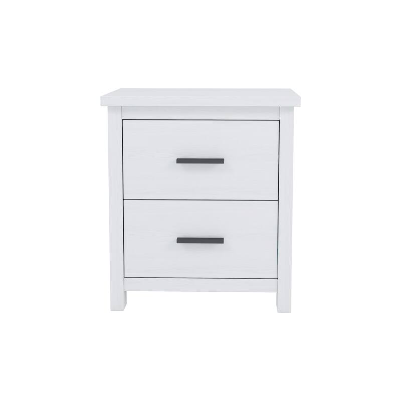 Vintage Simple Two Drawers Wooden Nightstand for Large Storage Space