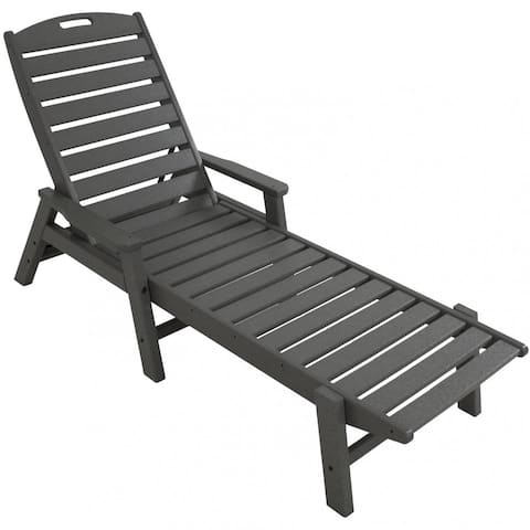 Adjustable Courtyard Lounge Chair Outdoor Beach Lounge Chair White/Black