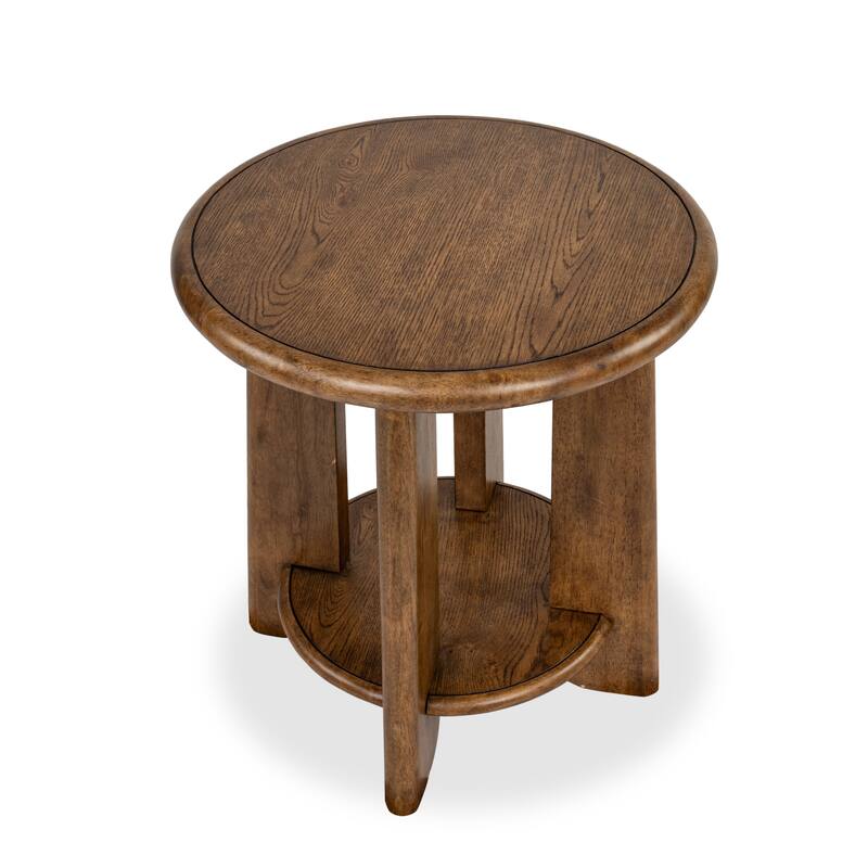 Magnussen Home Tanner Tawny Brown Round End Table - 24''W x 24''D x 26''H