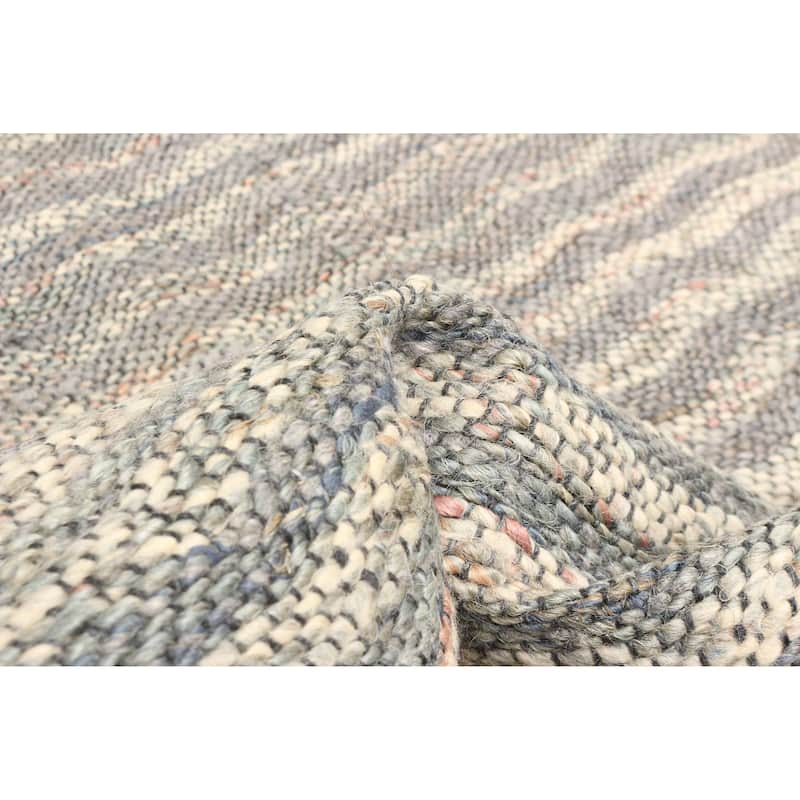 ECARPETGALLERY Braid weave Sienna Grey Wool Rug - 5'5 x 7'6