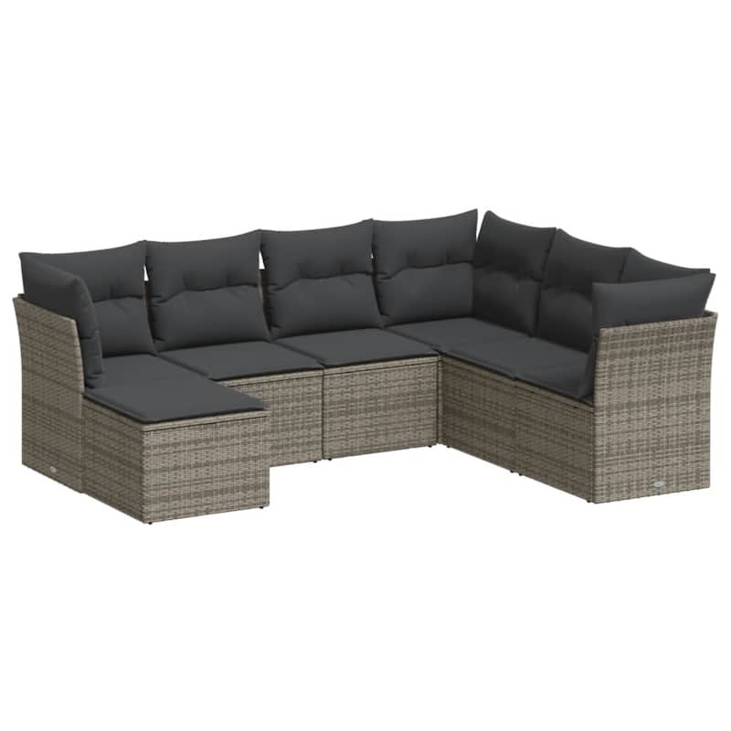 vidaXL Garden Sofa Set Grey PE Rattan Large Modular Garden Sofa Set - 21.7 x 21.7 x 14.6