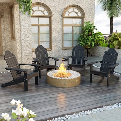 LUE BONA Patio HDPS Adirondack Chair Plastic Weather Resistant Outdoor Chairs Set of 4 - 30 in.W x 35 in.D x 36.5 in.H