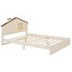 preview thumbnail 17 of 46, Bedroom Solid Wood Platform Bed House-Shaped Headboard Walnut Roof with LED Window Bed Frame Platform No Box Spring Needed