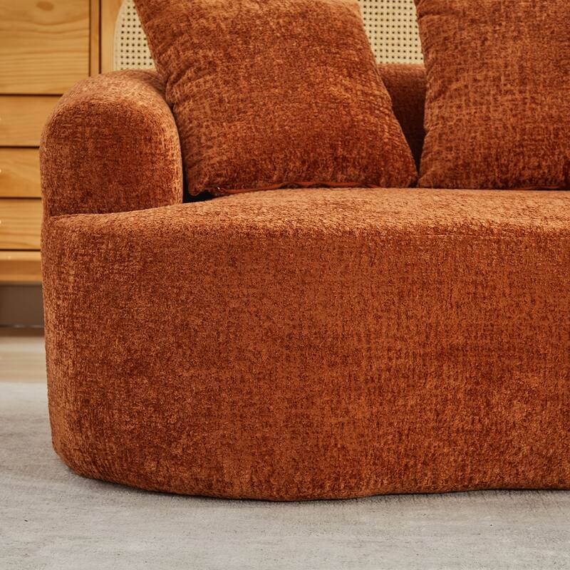 63.2" Modern Small Loveseat Sofa, Chenille Boneless Couch, Deep Seat Sofa with 3 Pillows