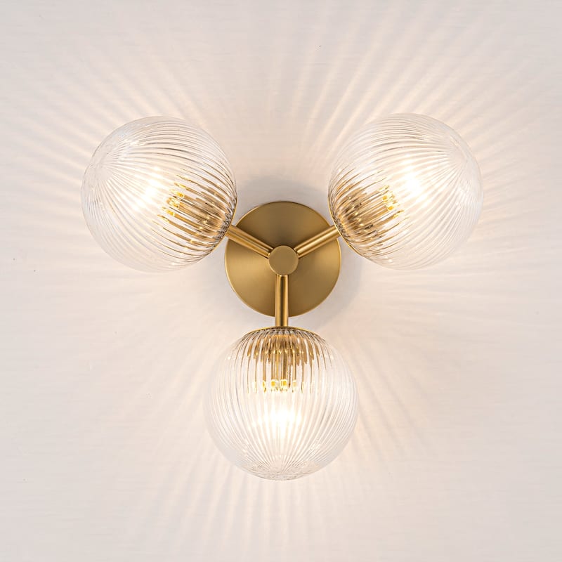 Modern 3-Light Semi Flush Mount With Opal Glass Shade