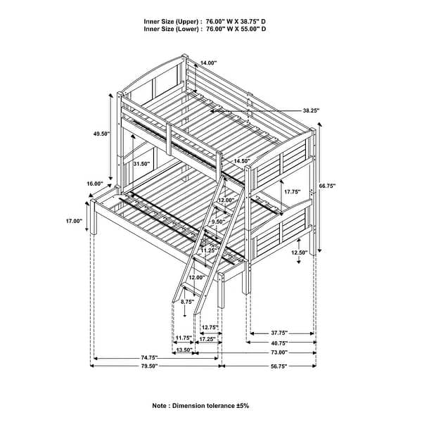 Flynn Weathered Brown Wood Frame Bunk Bed
