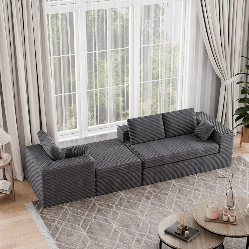 Modland 108" Boneless Cloud Couch, Modular L-Shaped Sectional Sofa, No Assembly, Corduroy