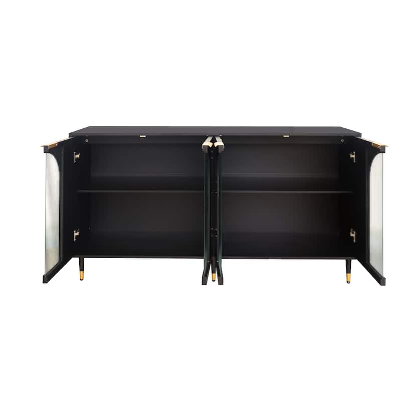 Accent Cabinet Black Wooden Cabinet with Buffet Server Cabinet Storage