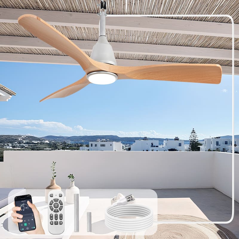 Outdoor Ceiling Fan with Light: Plug-in Hanging Fan, Remote App Control, 3CCT, 6-Speed