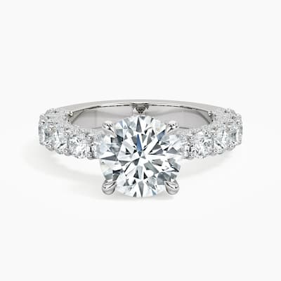 Auriya 14kt White Gold Lab Grown Round Diamond Engagement Ring with Round Crescent (F-G, VS)