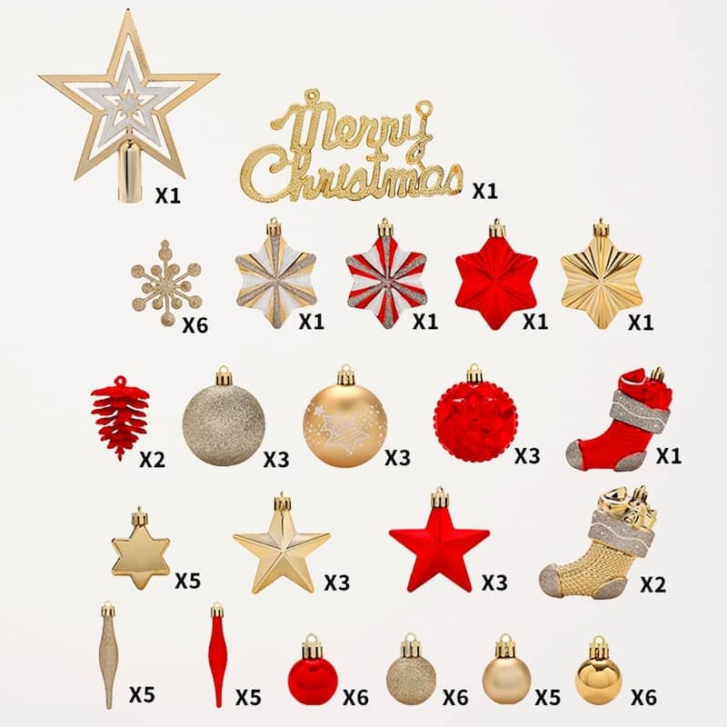 70 Shatterproof Christmas Ball Ornaments Set - N/A