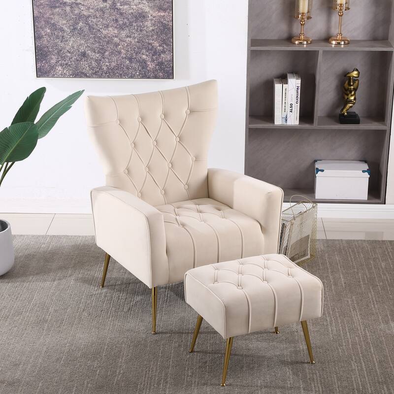 Modern Accent Chair with Ottoman for Living Room
