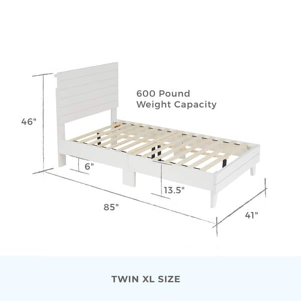 dimension image slide 16 of 18, Brookside Mabel Shiplap Platform Bed Frame with Headboard