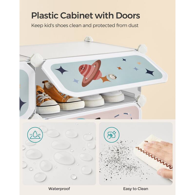 Kids Shoe Storage Solutions with Convenient Doors and Metal Wire Frame Perfect for Playrooms or Entryways