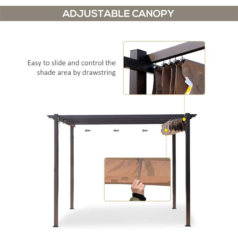 Outsunny Outdoor Retractable Pergola Canopy,Aluminum Patio Pergola