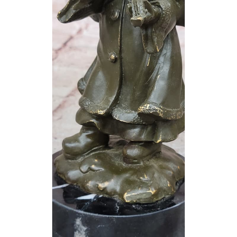 Bronze Child Violinist Sculpture – Young Girl Playing Fiddle Figurine