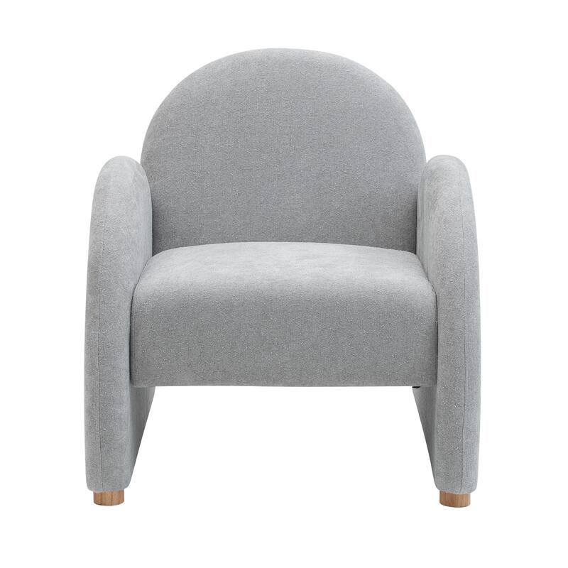Modern Boucle Accent Armchair - Comfortable Upholstered Lounge Chair with Curved Armrests, Stylish Minimalist Chair