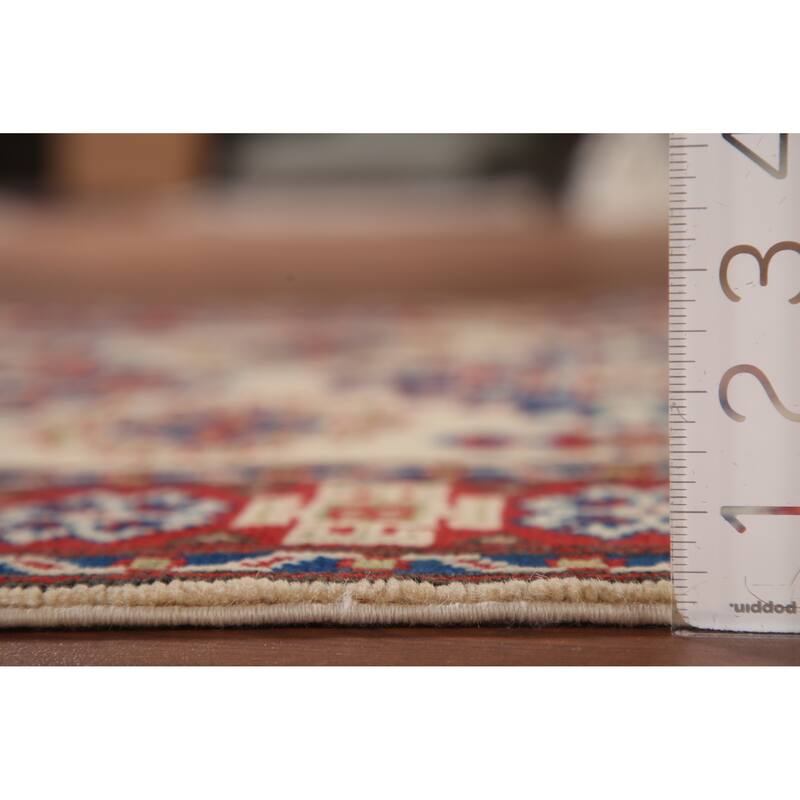 Geometric Kazak Accent Rug Handmade Oriental Wool Carpet - 2'9" x 4'1"