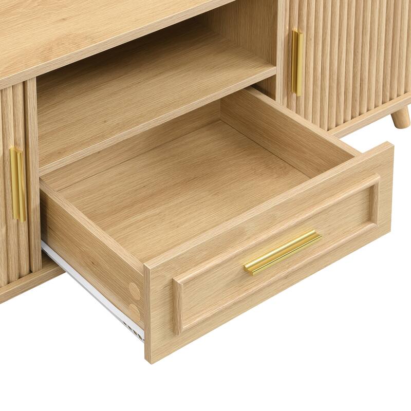 Christopher Knight Home - Arlo Mid-Century Modern Coffee Table with Tambour Doors and 6-Compartment Storage Drawer