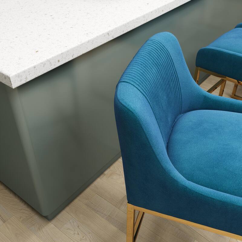 SEYNAR Modern Glam Velvet Golden Matel Frame Counter or High Bar Stools Set of 4