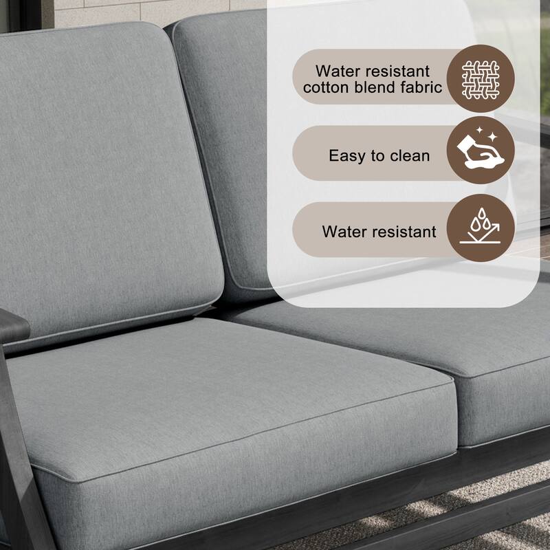 Teak Outdoor Patio Seating Set with Loveseat, Chairs and Tables (5-Piece)