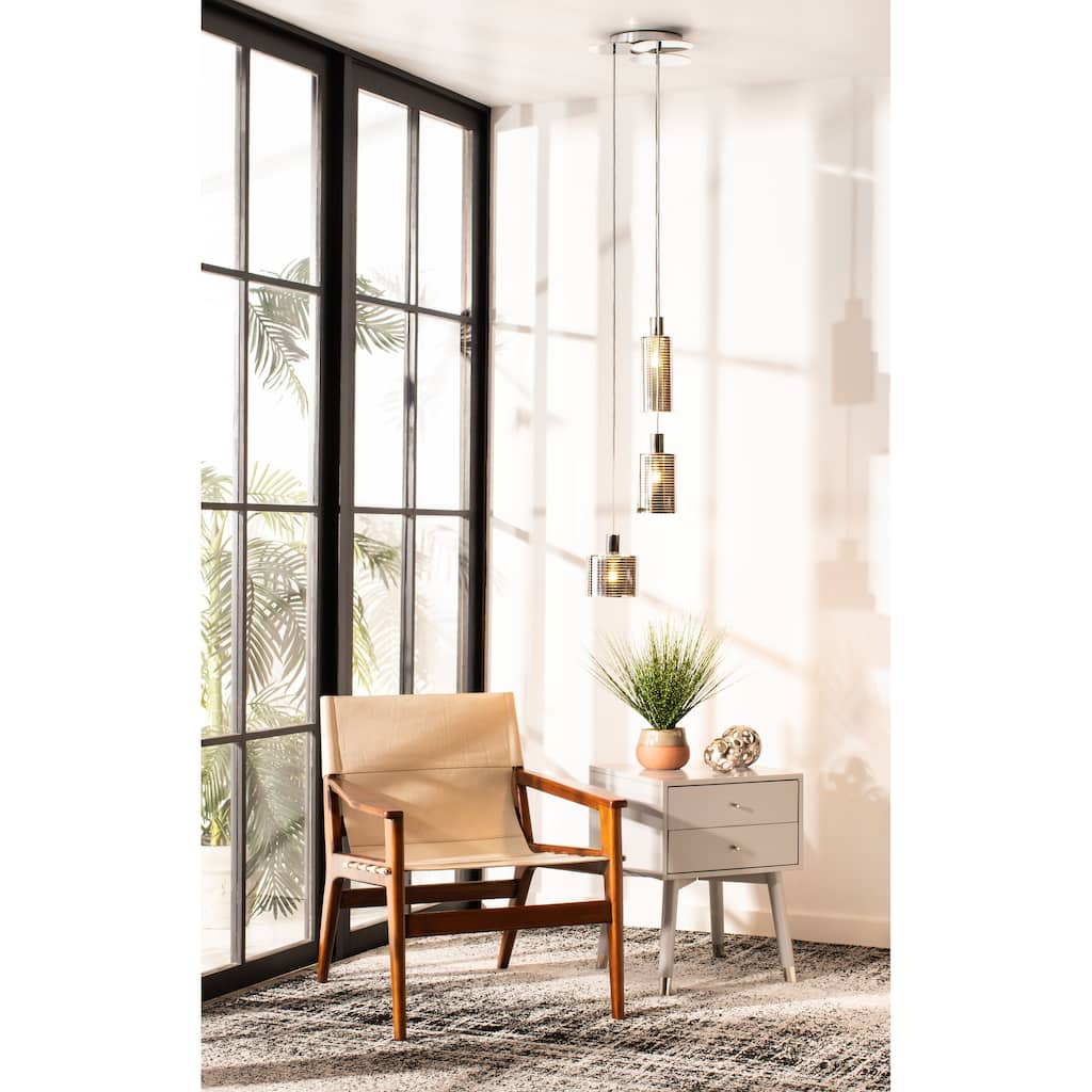 SAFAVIEH Lighting Akila Pendant - 13.8"x13.8"x26.5-80.5" - Grey/Light Grey - 14Wx14Dx81H