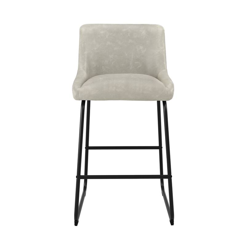 Counter Height Bar Stools with Metal Frame Upholstered Kitchen Island Stool in Faux Leather or Fabric