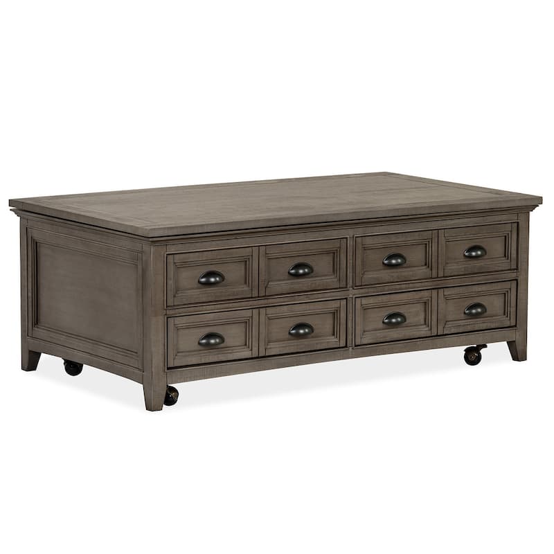 Magnussen Home Paxton Place Dovetail Grey Lift Top Storage Cocktail Table with Casters - 50''W x 28''D x 18''H - 50''W x 28''D x 18''H - Dovetail Gray - Wood