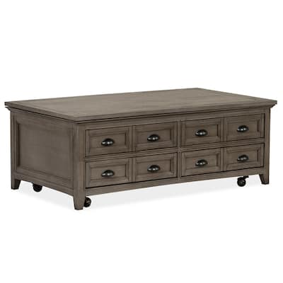 Magnussen Home Paxton Place Dovetail Grey Lift Top Storage Cocktail Table with Casters - 50''W x 28''D x 18''H