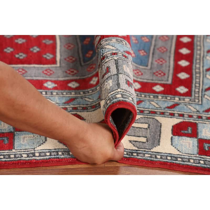 Kazak Oriental Area Rug Handmade Grey Traditional Wool Carpet - 4'11" x 6'9"