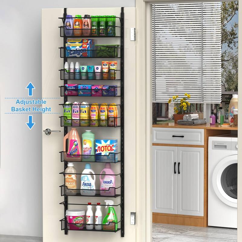 Over The Door Pantry Organizer,8-Tier Over The Door Organizer with Adjustable Basket,Pantry Door Organization
