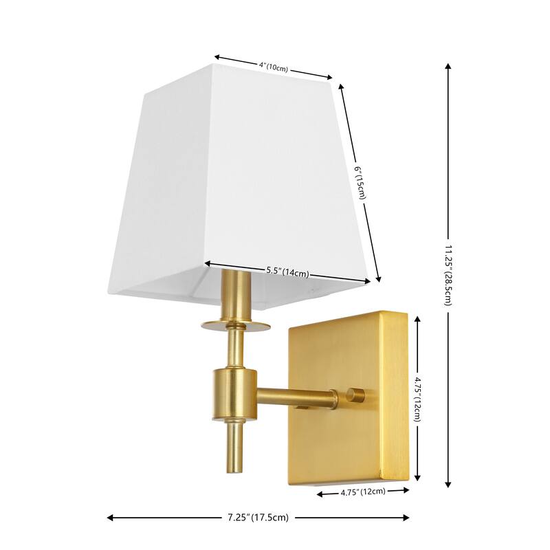 SAFAVIEH Lighting Bara 7-inch Fabric Shade Wall Sconce with Bulbs (Set of 2) - 7.3 In. W x 5.5 In. D x 11.3 In. H - 7Wx6Dx11H