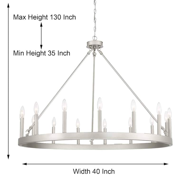 Acroma 15-light Farmhouse Large Wagon Wheel Candle Chandelier with UL Certified - D40'' * H130''