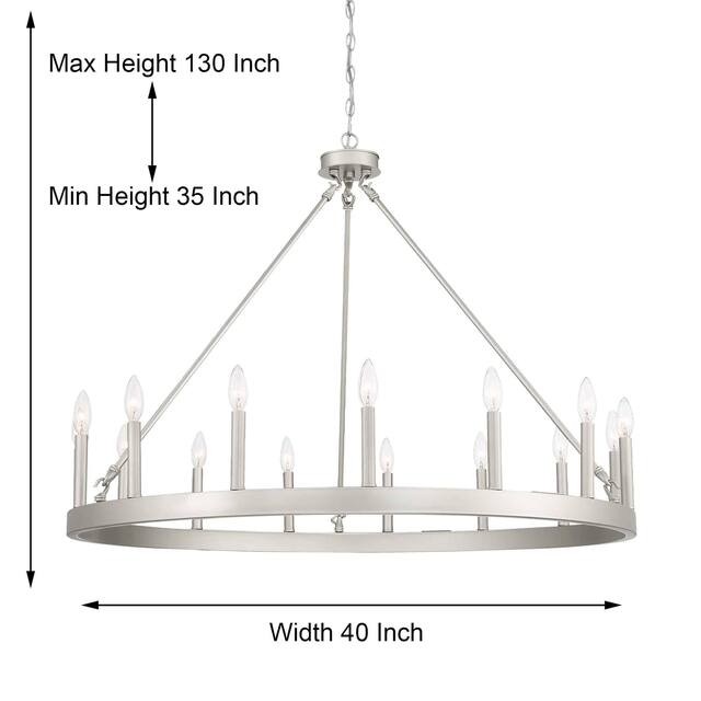 Acroma 15 Light 40 In Modern Farmhouse Wagon Wheel Chandelier-UL