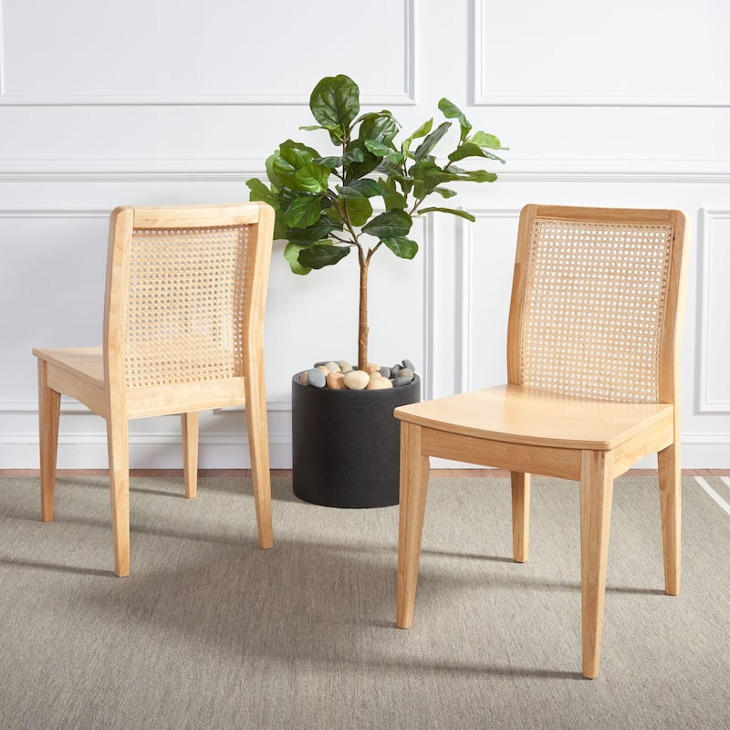 SAFAVIEH Lurline Coastal Rattan Dining Chair (Set of 2) - 18.9" W x 22.3" L x 33.9" H - 19Wx22Dx34H - Natural/Natural