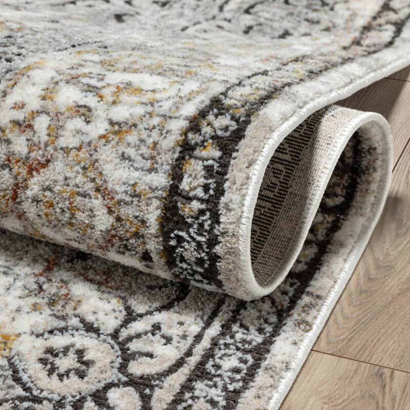 Well Woven Horosan Heriz Medallion Modern Distressed Textured Area Rug