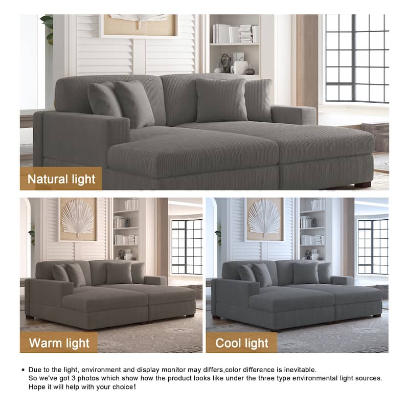 Corduroy Modular Couch Sectional Chaise Lounge Sofa
