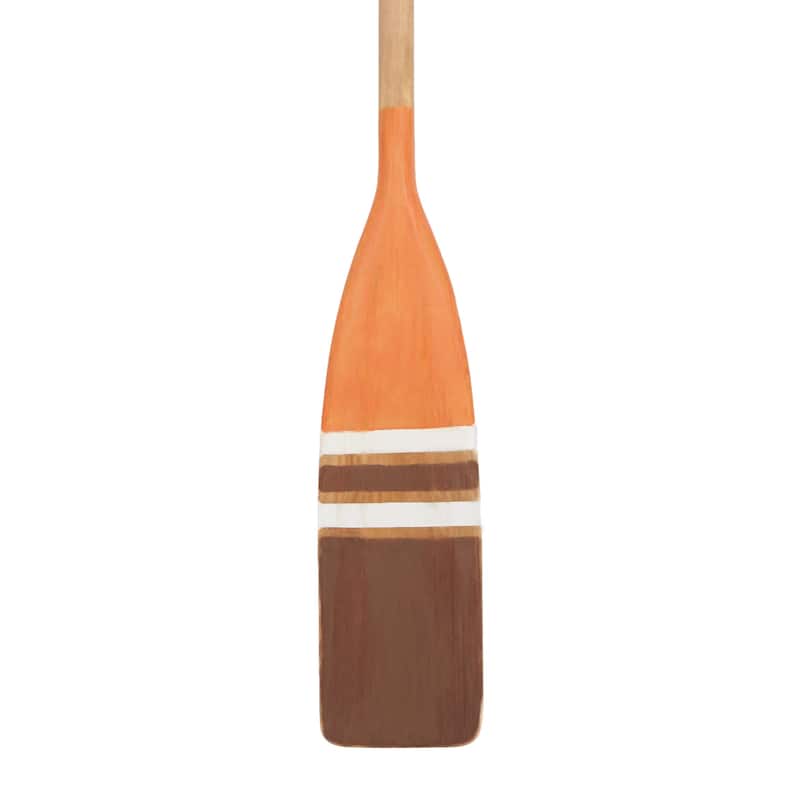 Wood Paddle Novelty Canoe Oar Home Wall Decor with Arrow and Stripe Patterns - Brown or White - Roche River Decor