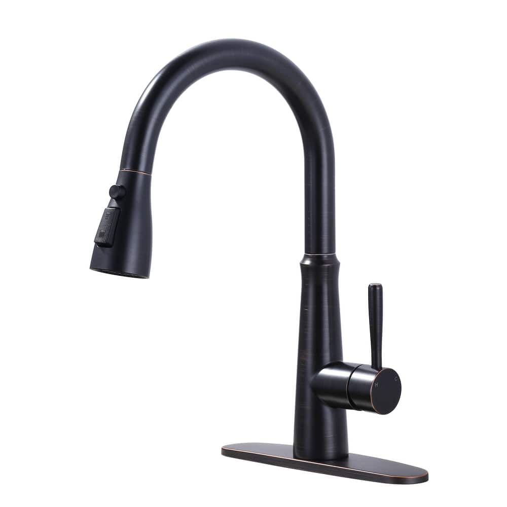 WOWOW Single Handle 3-Mode Pull Out Sprayer Kitchen Faucet