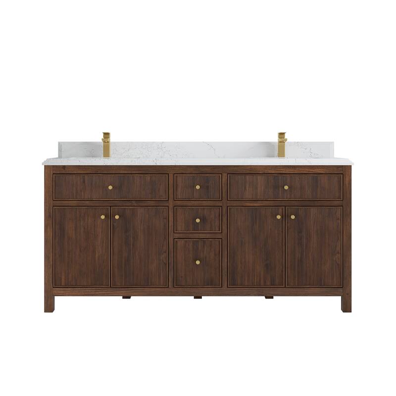 Willow Collections 72 in. W x 22 in. D Sonoma Teak Double Sink Bathroom Vanity with Countertop