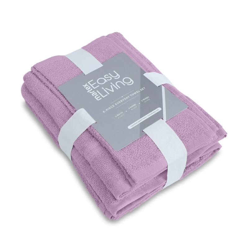 Superior Miami 100% Cotton 6-Piece Towel Set - Lightweight & Quick Drying