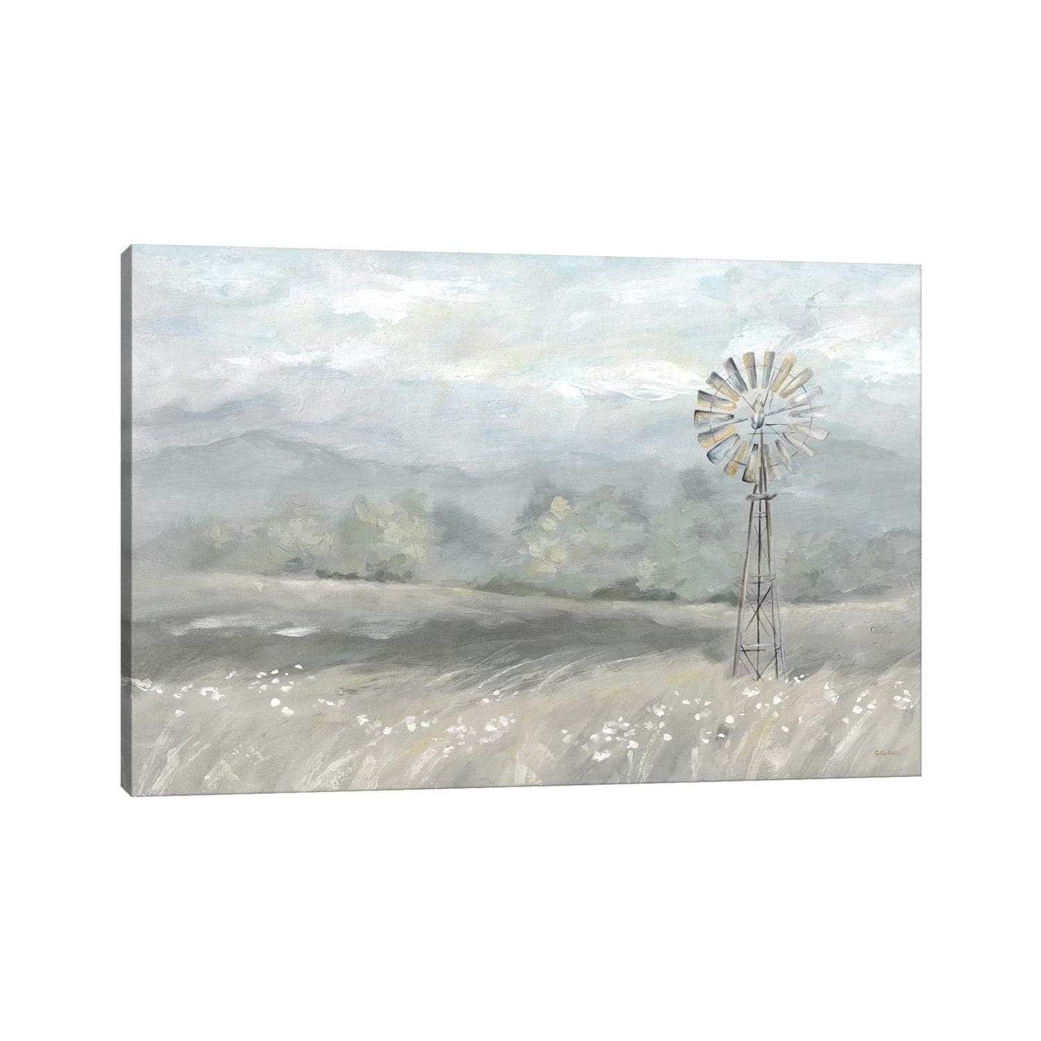 iCanvas "Country Meadow Windmill Landscape Neutral" by Cynthia Coulter Canvas Print