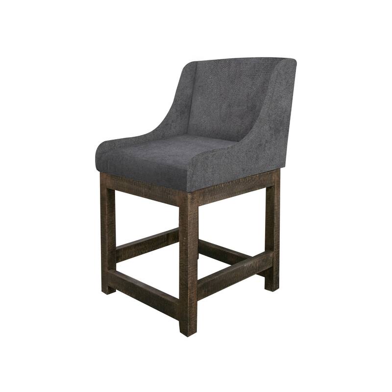 Lamy Counter Height Chair, Curved Arms, Compact, Rich Gray Polyester