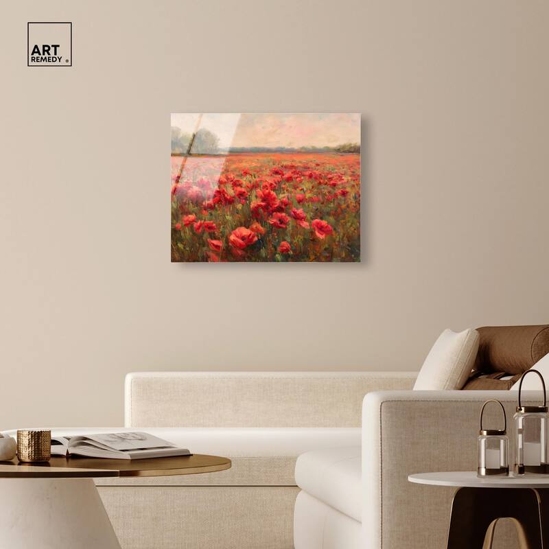 Sea of Red Poppies II Acrylic by Art Remedy, Ready to Hang