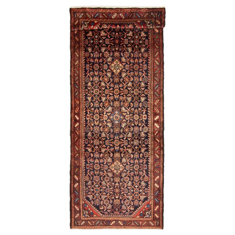 ECARPETGALLERY Hand-knotted Andelz Navy Wool Rug - 3'7 x 10'0 - Dark Navy - 3'7 x 10'0