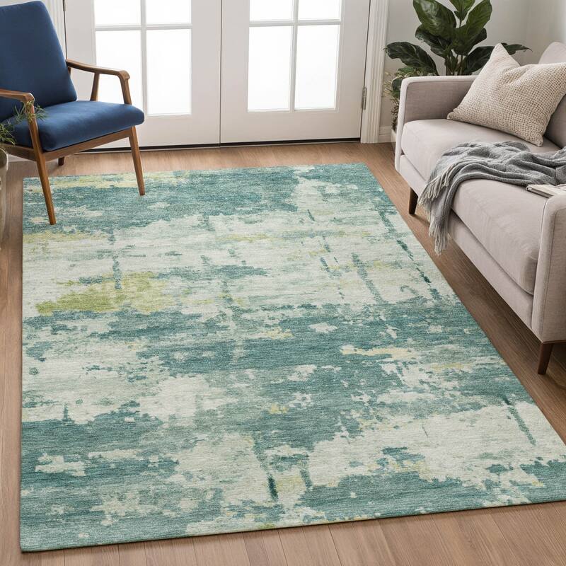 Machine Washable Indoor/ Outdoor Crouppen Modern Chantille Rug