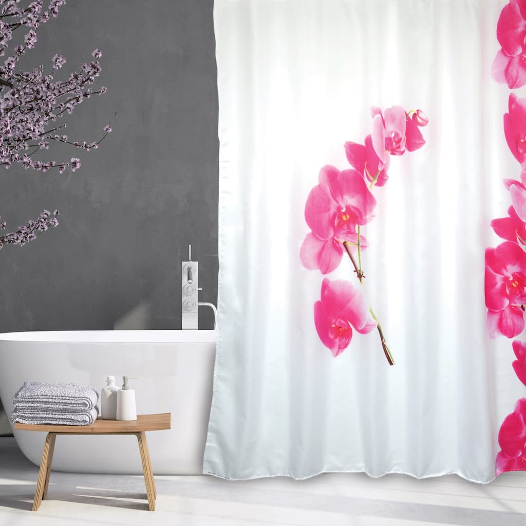 Extra Long Shower Curtain 72 x 78 Inch MSV France Polyester Fabric Lanyu White
